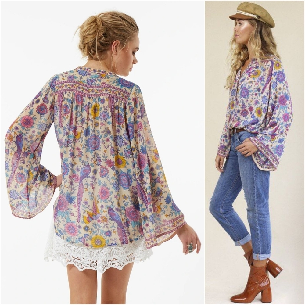 Spell designs lovebird blouse chamomile M gypsy